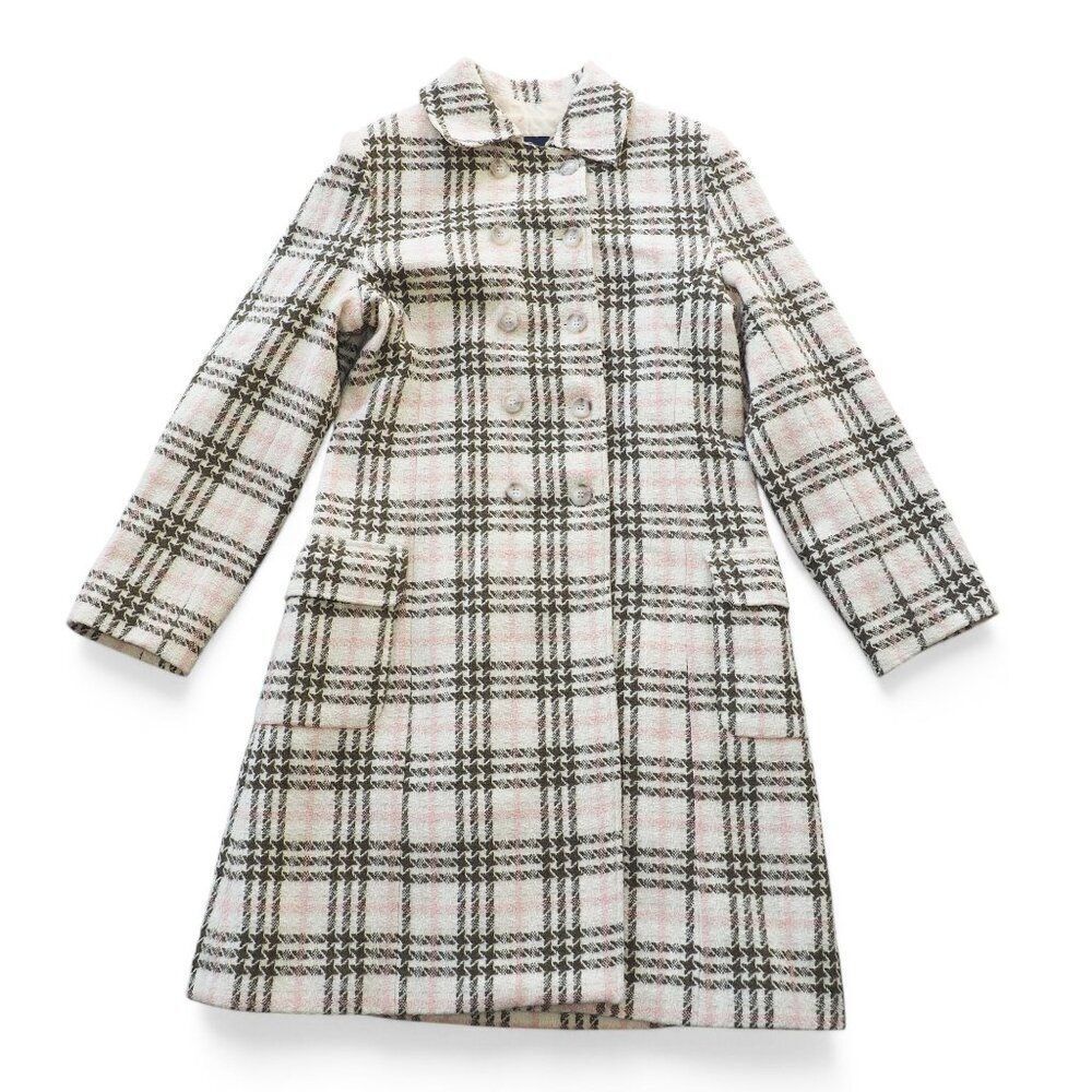 Burberry Vintage Nova Check Floral Liner Trach Coat Cream / Pink Youth 12 RARE